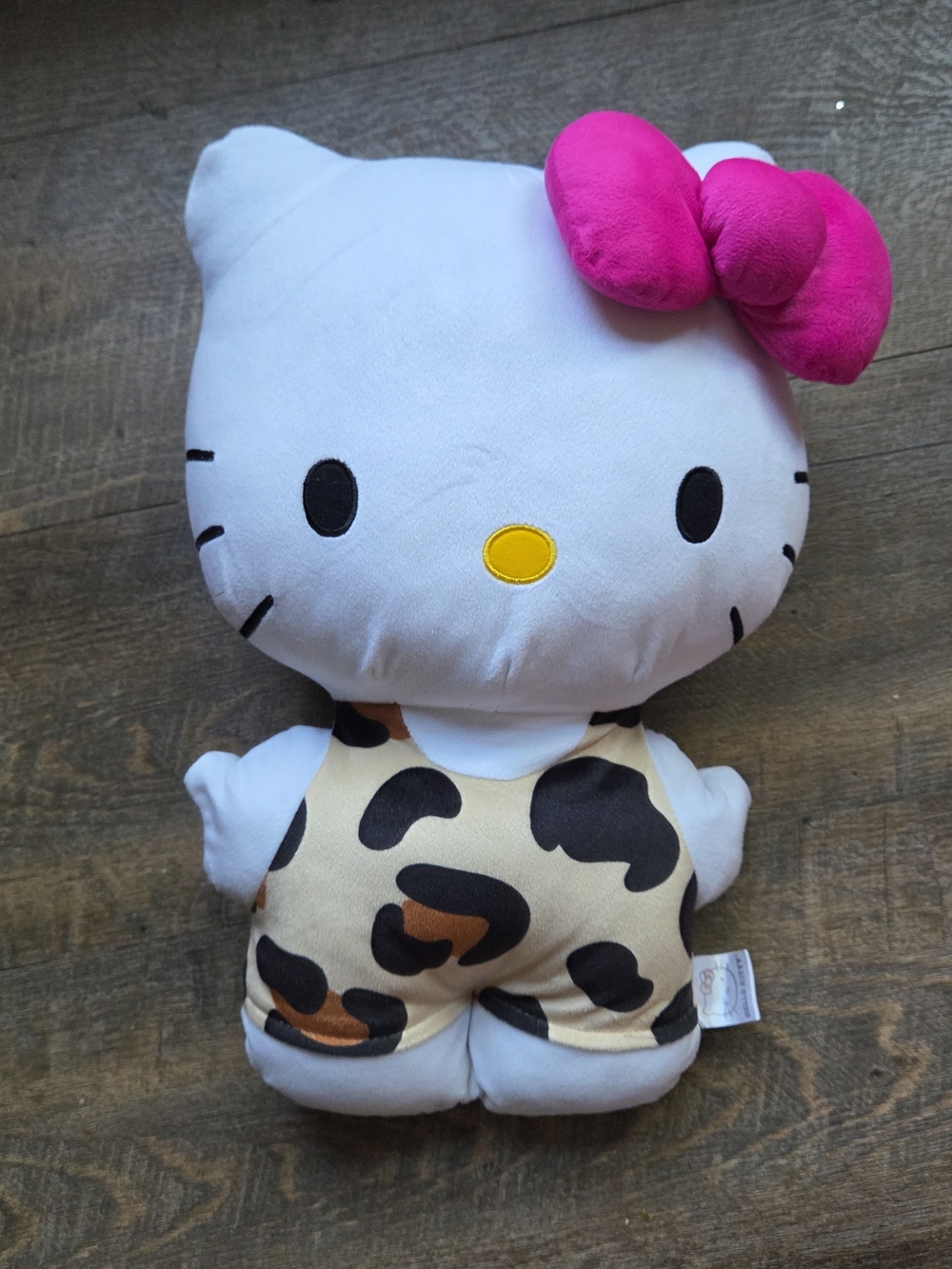 Hello Kitty Plush Toy with Hot Pink Bow and Leopard Outfit
